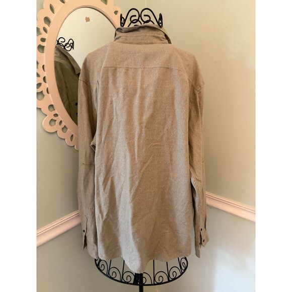 Roark Mens Shirt Size L Beige Brown Long Sleeve Button Up Elbow Patches - Picture 3 of 6